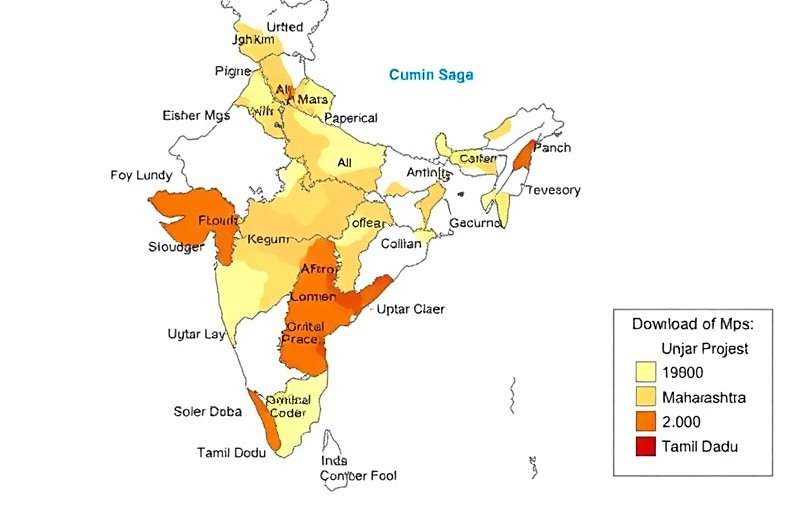 Cumin Saga Spice Dominion Download Map of India Map of India showing Cumin Saga Spice Dominion download distribution with the highest concentrations in Uttar Pradesh, Maharashtra, and Tamil Nadu